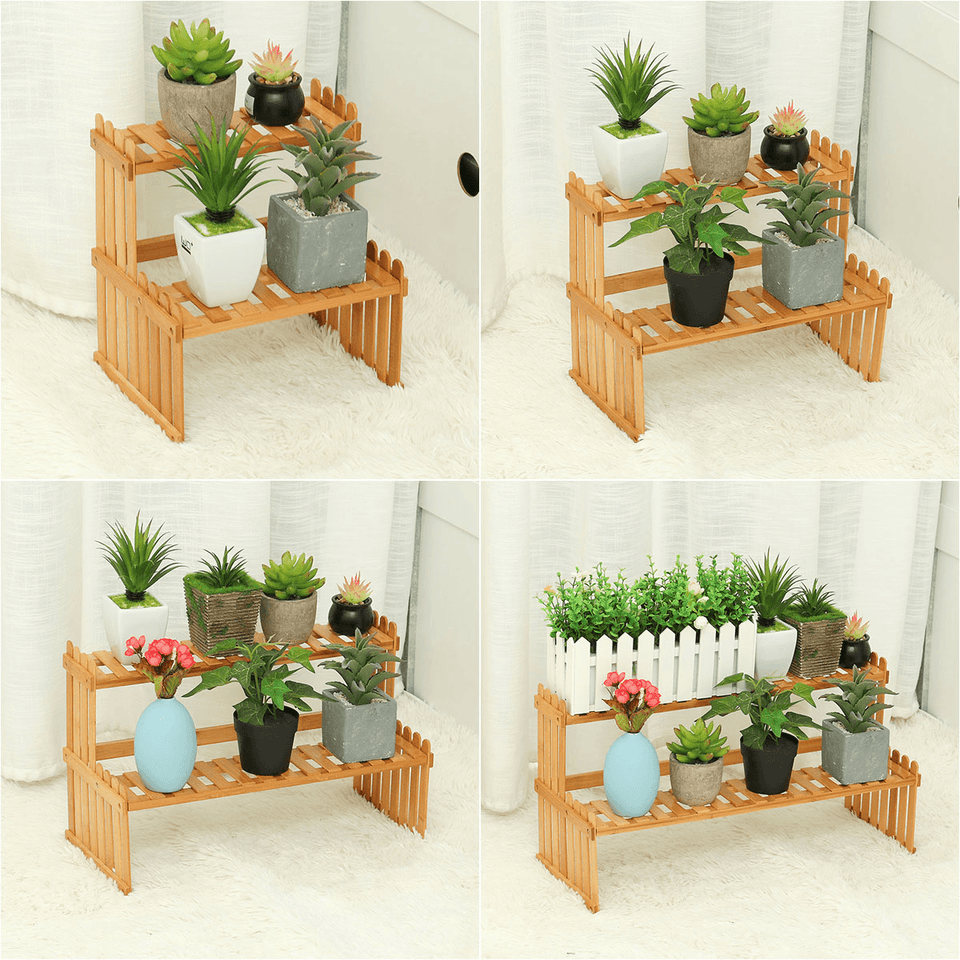 2 Tiers Succulent Plant Flower Bonsai Pot Shelf Display Storage Desk Rack Holder Mini Bookshelf dylinoshop