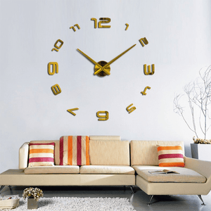 Large DIY 3D Wall Clock Home Decor Mirror Sticker Art Decorative Clock MRSLM