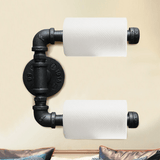 Urban Industrial Retro Steampunk Pipe Antique Double Toilet Roll Holder Paper Shelf Holder MRSLM