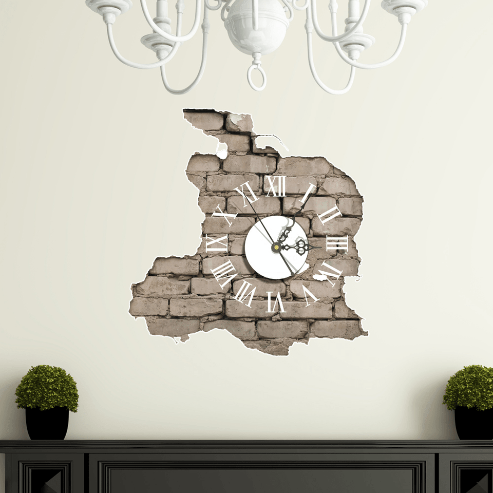 PAG STICKER 3D Wall Clock Decals Breaking Cracking Wall Sticker Home Wall Decor Gift MRSLM