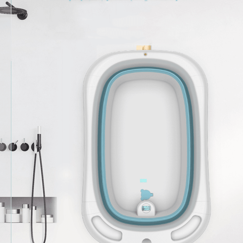 Beizhi Foldable Baby Bathtub with Electronic Temperature Universal Bath Barrel Large Size for Children MRSLM