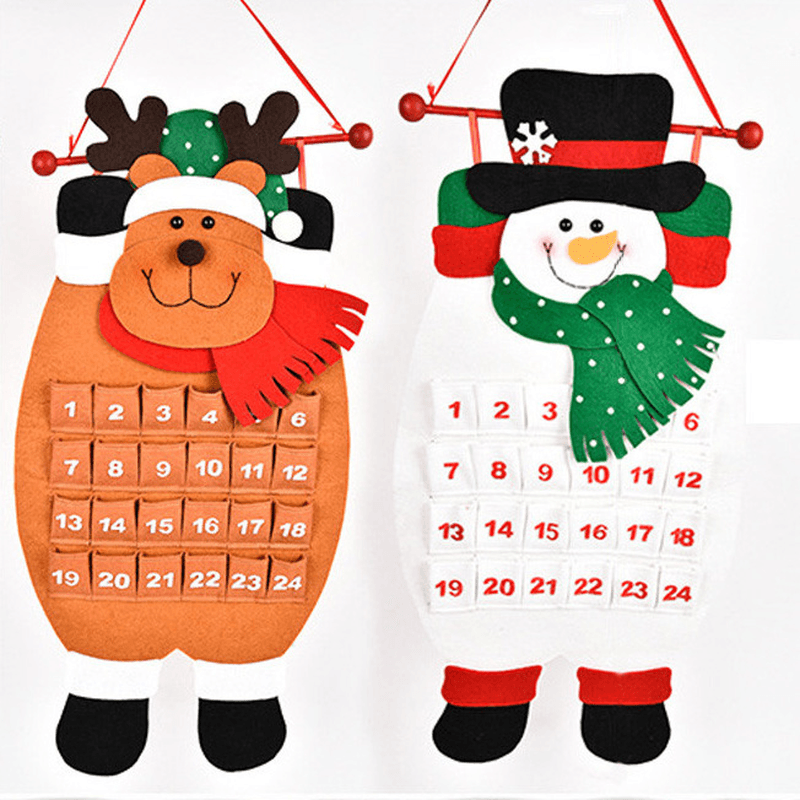 Christmas Countdown Calendar Snowman Deer Hanging Advent Calendar Decorations Home Decor MRSLM