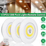 1/3PCS under Cabinet Lights Closet Kitchen Counter COB Puck Light+Remote Control dylinoshop