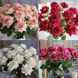 Single Fabric Rose Artificial Fake Flower Bouquet Wedding Party Home Decoration MRSLM