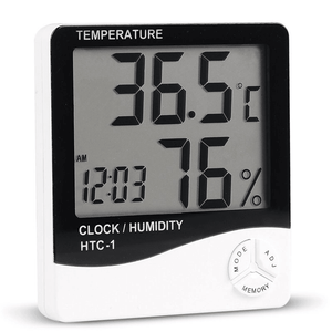 HTC-1 Digital LCD Electronic Alarm Clock Thermometer Hygrometer Weather Station Indoor Room Table MRSLM