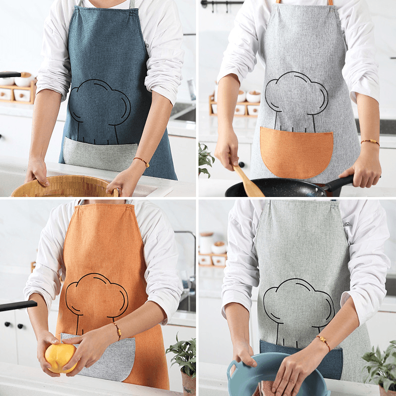 Multifunction Waterproof Kitchen Apron Sleeveless Cotton Linen Cooking Work Cloth for Home Kitchen Tool Working Tool MRSLM