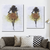 Fashion Yellow Girl Minimalist Abstract Art Canvas Oil Print Paintings Framed/Unframed MRSLM