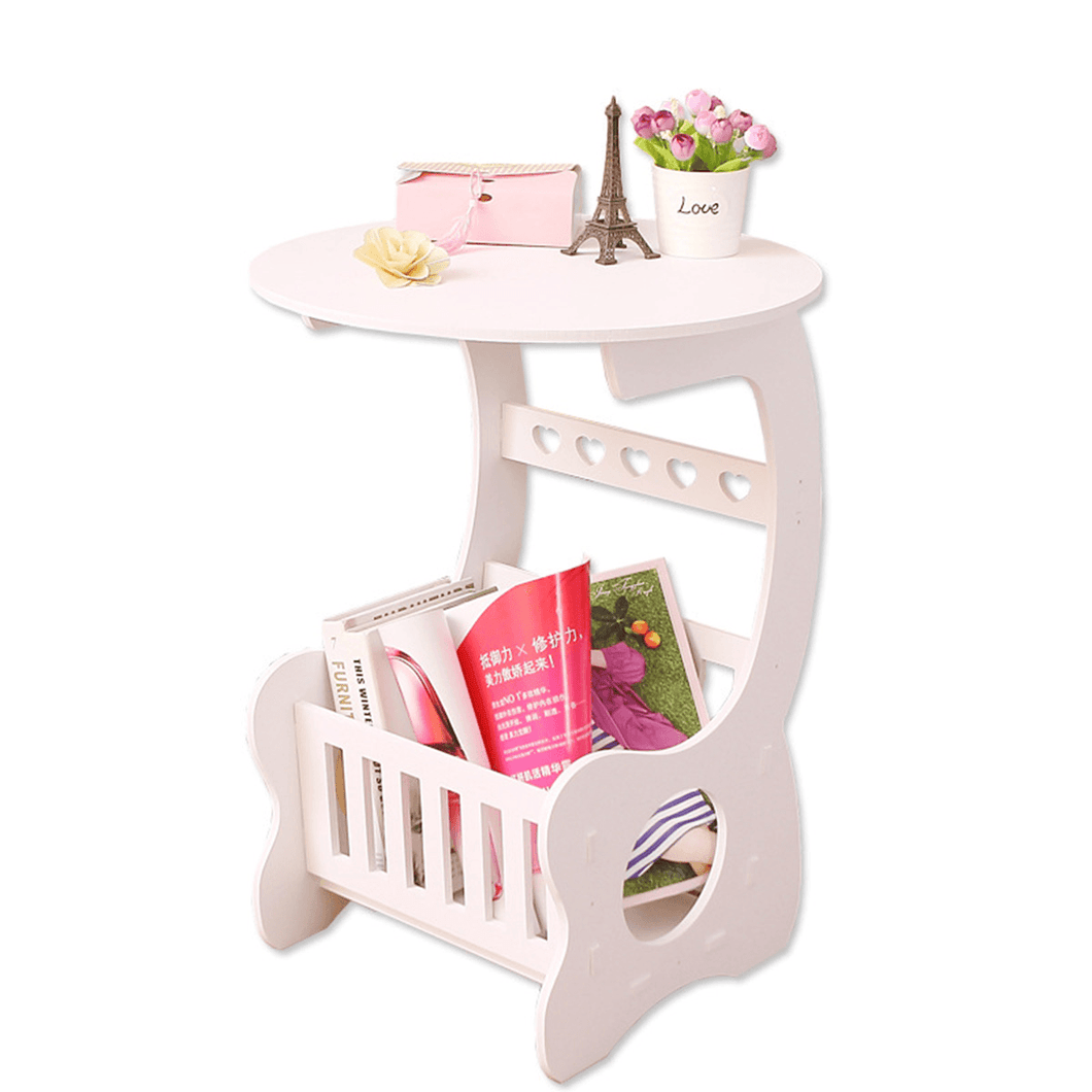 Modern Coffee Table European Creative Mini Magazine Books Storage Shelf Bracket Bookshelf round Tea Table MRSLM