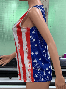 America Flag Print O-Neck Sleeveless Casual Tank Tops dylinoshop