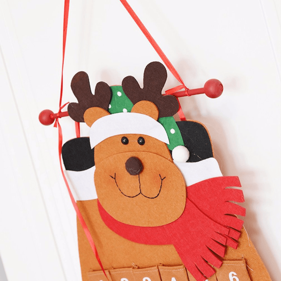 Christmas Countdown Calendar Snowman Deer Hanging Advent Calendar Decorations Home Decor MRSLM