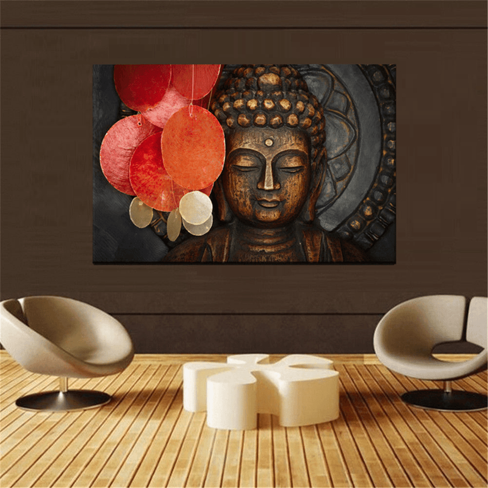 HD Statue Meditation Painting Print on Cambric Home Room Wall Sticker Art Decor MRSLM