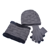 Hat Scarf Gloves Three-Piece Suit plus Velvet Knitted Outdoor Warmth dylinoshop