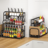2-Tier Kitchen Countertop Spice Rack Organizer Cabinet Shelves Holder Rack dylinoshop