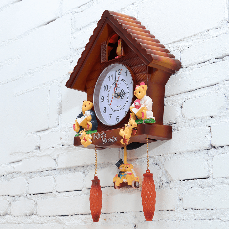 Antique Wooden Cuckoo Wall Clock Bird Time Bell Swing Alarm Watch Wall Home Decor MRSLM