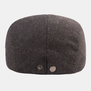 Men Cotton Herringbone Pattern Warmth Driver Hat Casual Adjustable Sunshade Forward Hat Beret Flat Cap dylinoshop