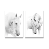 Miico Hand Painted Combination Decorative Paintings Black and White Horse Wall Art for Home Decoration H MRSLM