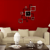 Honana DX-X4 Creative 3D Acrylic Mirror Wall Sticker Quartz Clocks Square Watch Large Home Decor MRSLM