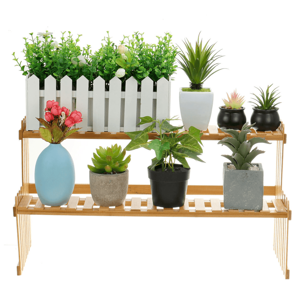 2 Tiers Succulent Plant Flower Bonsai Pot Shelf Display Storage Desk Rack Holder Mini Bookshelf dylinoshop