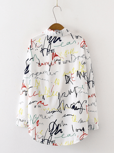 Alphabet Graffiti Print Fashion Loose Daily Casual Shirts dylinoshop