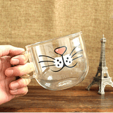 Handmade Cartoon Glass Cup High Temperature Resistant Transparent Water Mug Cat Pig Nose Pattern Glass Mug MRSLM