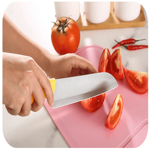 6PCS Wheat Straw Kitchen Knife Cutting Board Cutter Stainless Steel Chef Knife Peele Scissor Sets Fruit Knife Multi-Purpose Knife - Yellow MRSLM