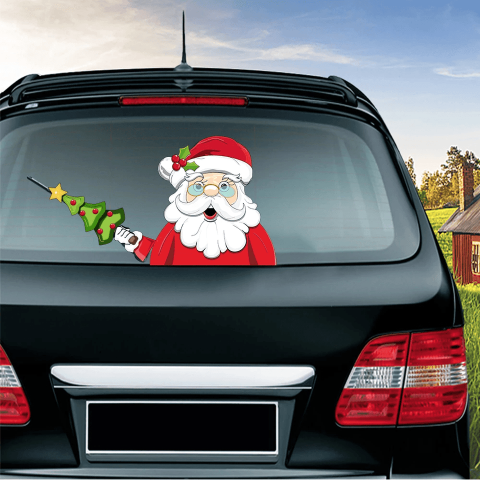 Christmas Car Rear Window Wiper Scraper Sticker Detachable Creative PVC Car Decor Sticker UV Protected MRSLM
