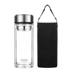 800/1000ML Glass Juice Water Bottle Double Walled Tea Infuser Mug with Travel Sleeve Water Bottles MRSLM
