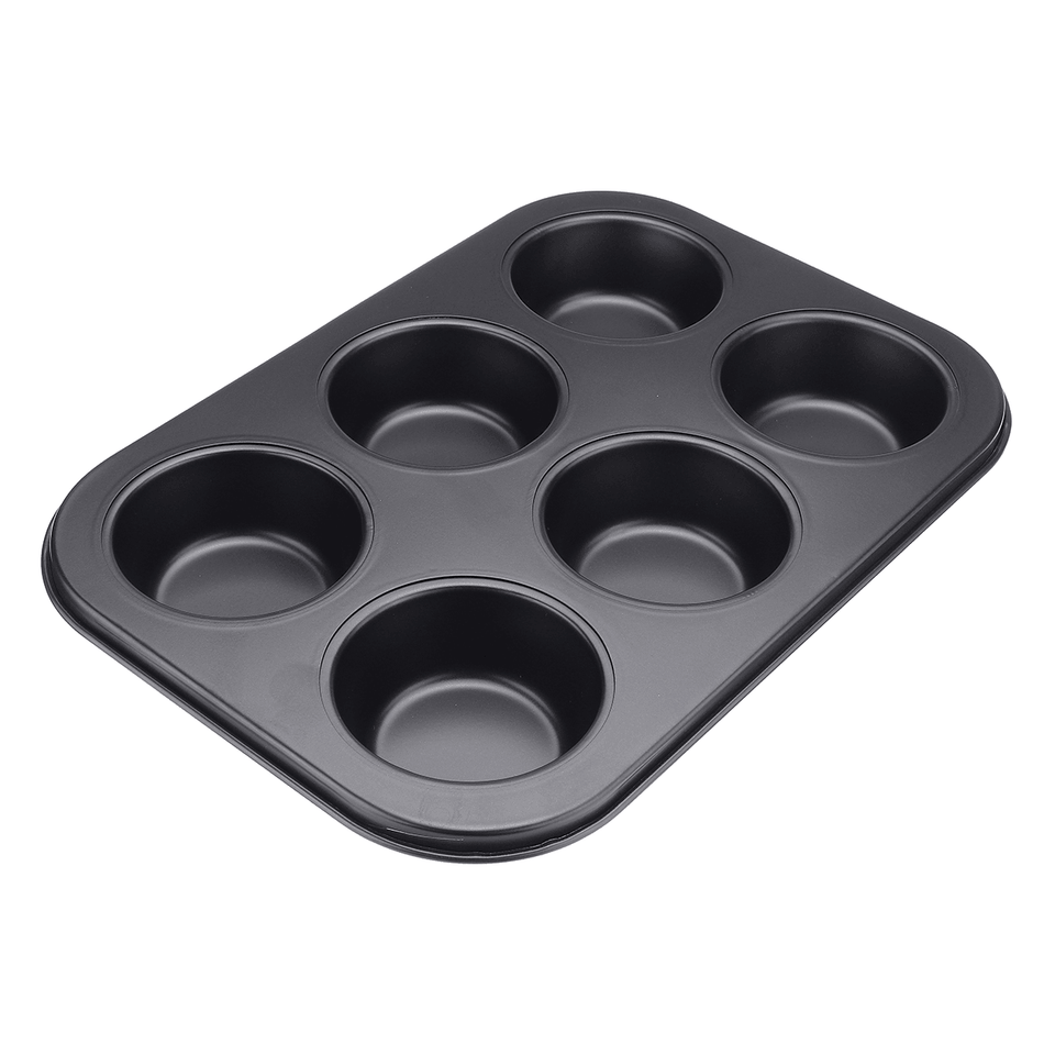 6Pc Muffin Pan Baking Cooking Tray Mould round Bake Cup Cake Gold/Black MRSLM