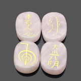 4PCS Engraved Usui Reiki Symbol Healing Energy Sanskrit Palm Crystal Stone Set Stone Decorations MRSLM