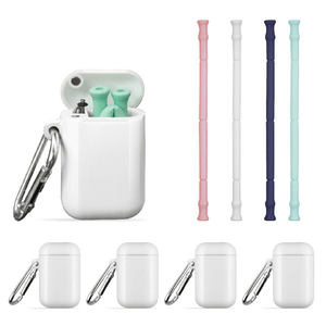 Foldable Silicone Straw Set Food-Grade Silicone Straw with Straw Brush Easy-To-Clean Straw Box Set Portable Drinkware MRSLM