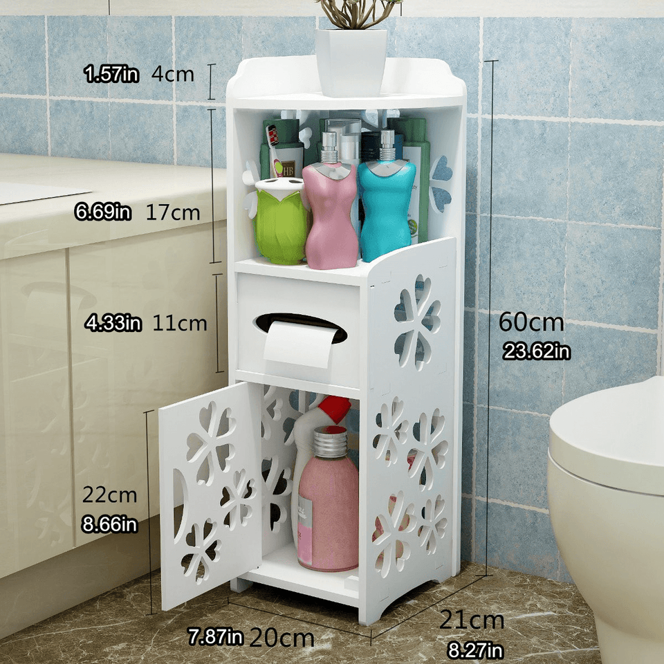 Bathroom Storage Cabinet Floor Standing Washbasin Shower Corner Shelf Waterproof MRSLM