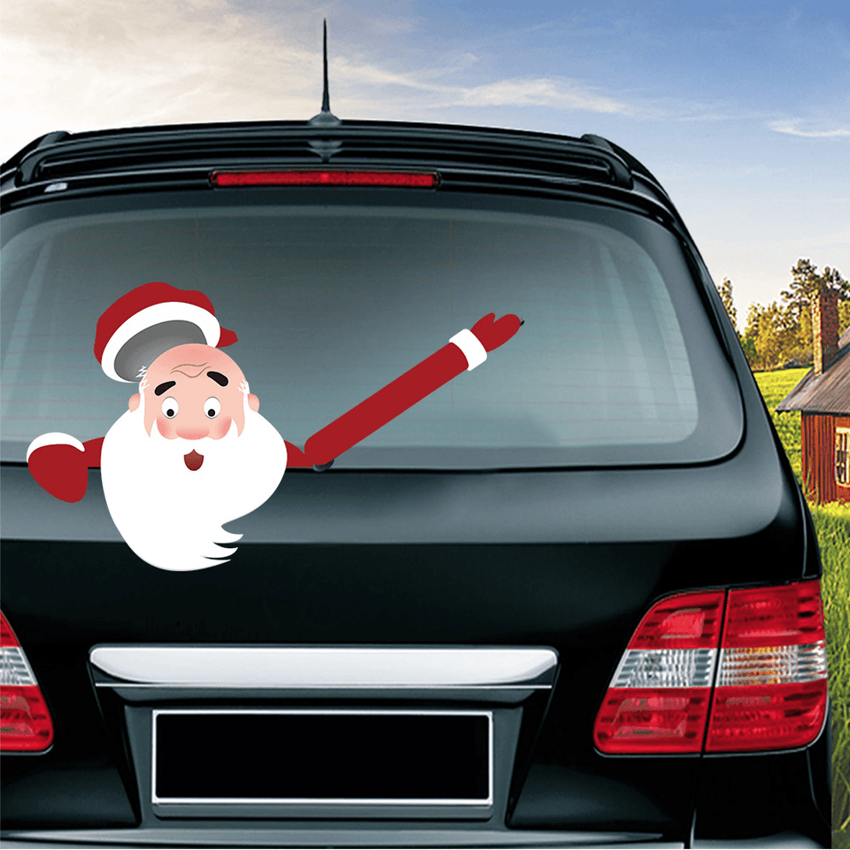 Christmas Car Rear Window Wiper Scraper Sticker Detachable Creative PVC Car Decor Sticker UV Protected MRSLM