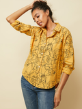 Long Sleeve Lapel Button Figure Print Loose Casual Shirts for Women dylinoshop