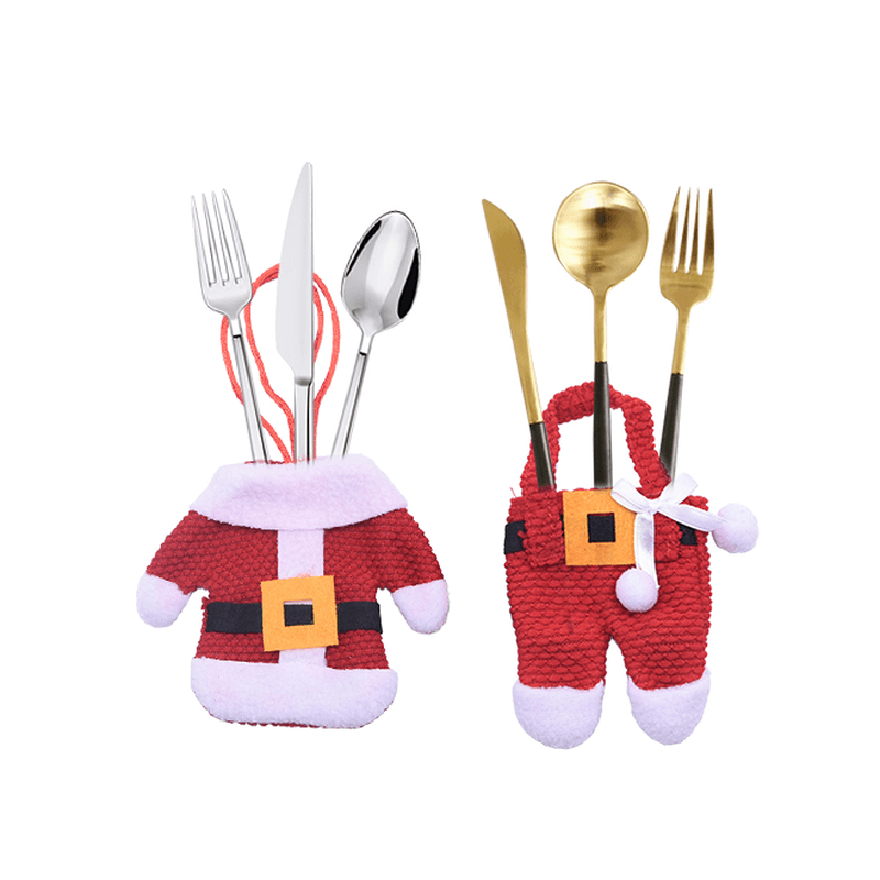1Set Creative Christmas Small Clothes Pants Tableware Sets Kitchen Restaurant Hotel Layout Knife Fork Spoon Set Xmas Decorations dylinoshop