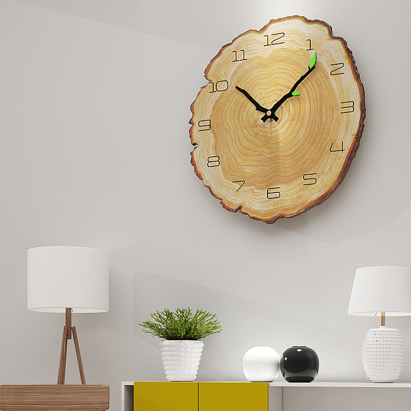MW002 Creative Wooden Pattern Wall Clock Mute Wall Clock Quartz Wall Clock for Home Office Decorations MRSLM
