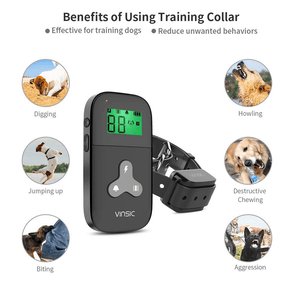 Whie/Black Waterproof Dogs Training Collar for Two Dogs 3 Mode for Training Electric Shock Vibration Beep Mode 300Yds Range Spring-Design No Harm to Dogs MRSLM