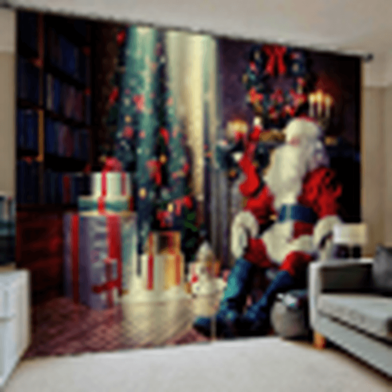 132*160Cm Christmas Printed Curtains Blackout Window Curtains for Living Room Christmas Decoration dylinoshop