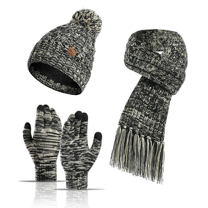 Three-Piece Hat Thick Scarf Touch Screen Gloves dylinoshop