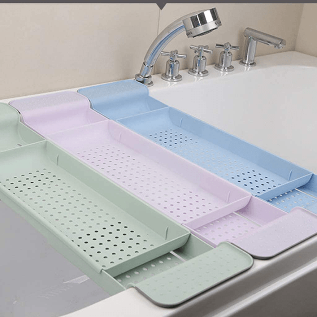 Home Bath Tub Tray Rack over Bath Kitchen Extendable Soap Shower Storage Shelf MRSLM