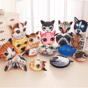 Creative Funny 3D Dog Cat Head Pillow PP Cotton Simulation Animal Cushion Birthay Gift Trick Toys MRSLM