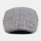 Unisex Cotton-Linen Plaid Pattern Outdoor Sunshade Breathable Beret Cap Flat Hat Forward Hat dylinoshop