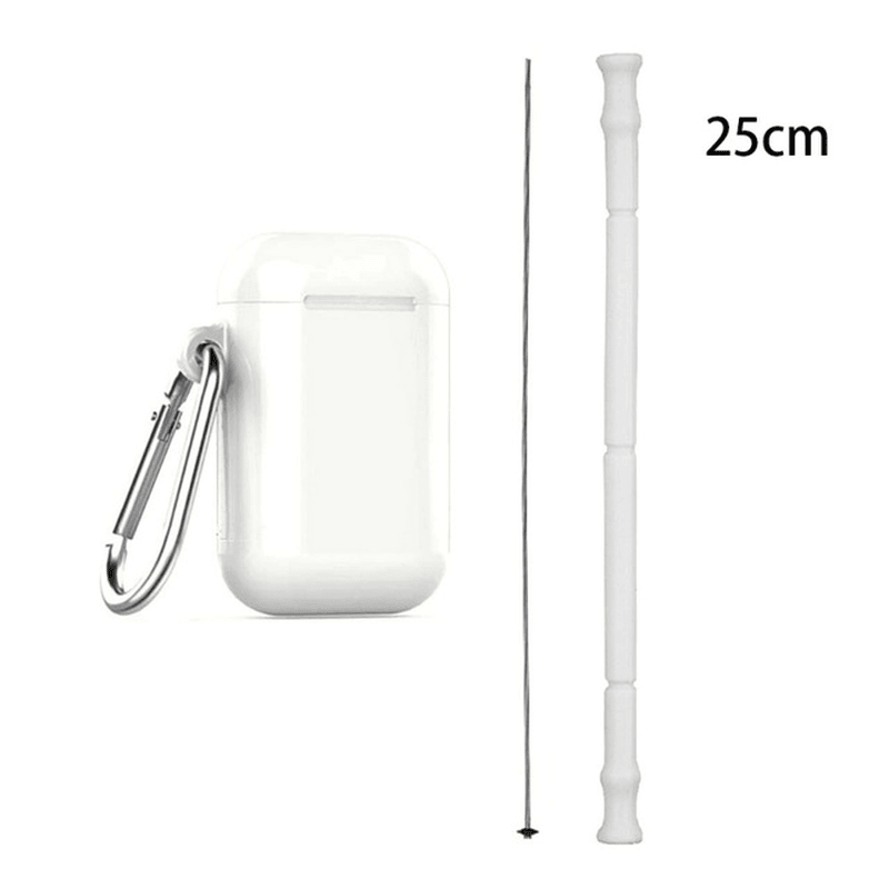Foldable Silicone Straw Set Food-Grade Silicone Straw with Straw Brush Easy-To-Clean Straw Box Set Portable Drinkware MRSLM