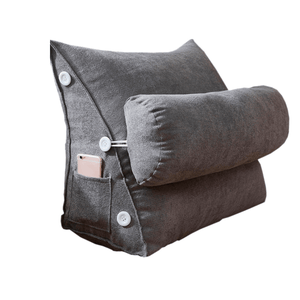 Adjustable Back Wedge Cushion Pillow Triangle Rest Reading Pillow Lumbar Office Cushion with Pocket for Home Sofa Bed MRSLM