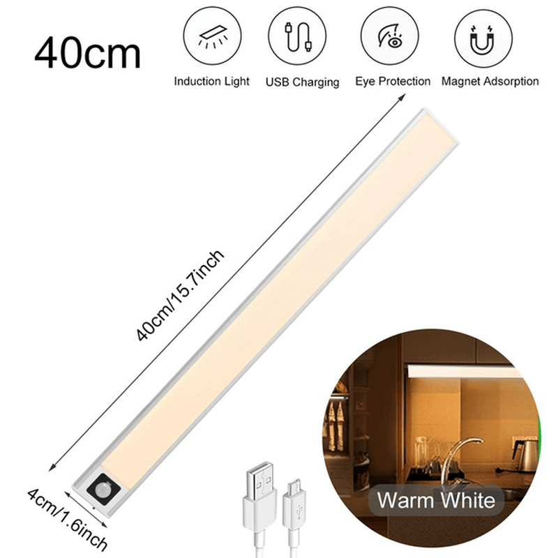 20/40/60CM Body Sensing Small Night Light USB Charging Lamp LED Portable Strip Light for Bedroom Wardrobe Bookcase Stairs dylinoshop