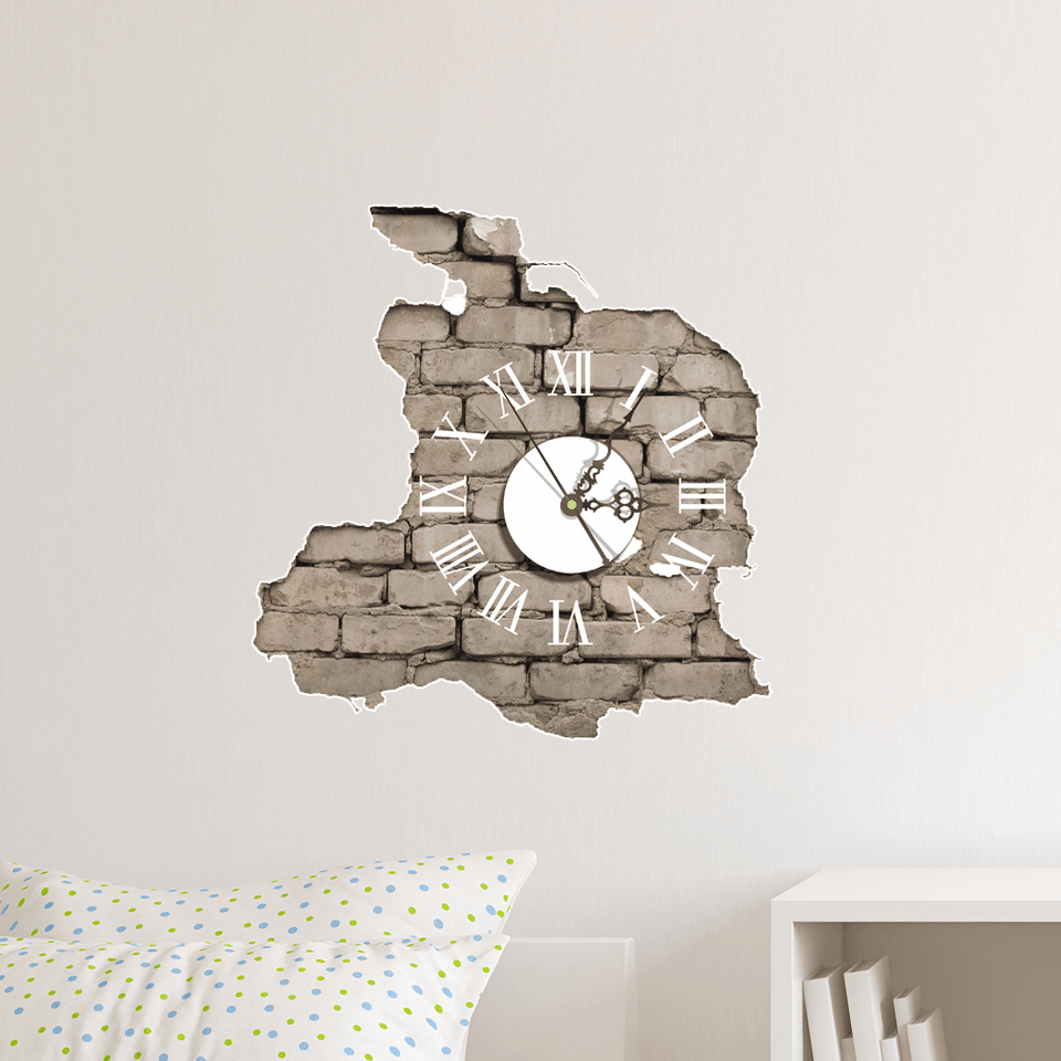 PAG STICKER 3D Wall Clock Decals Breaking Cracking Wall Sticker Home Wall Decor Gift MRSLM