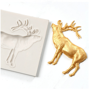 DIY Christmas Elk Shape Fondant Silicone Mold Cookies Chocolate Mould Party Kitchen Baking Decorating Tools Soap Candle Molds MRSLM