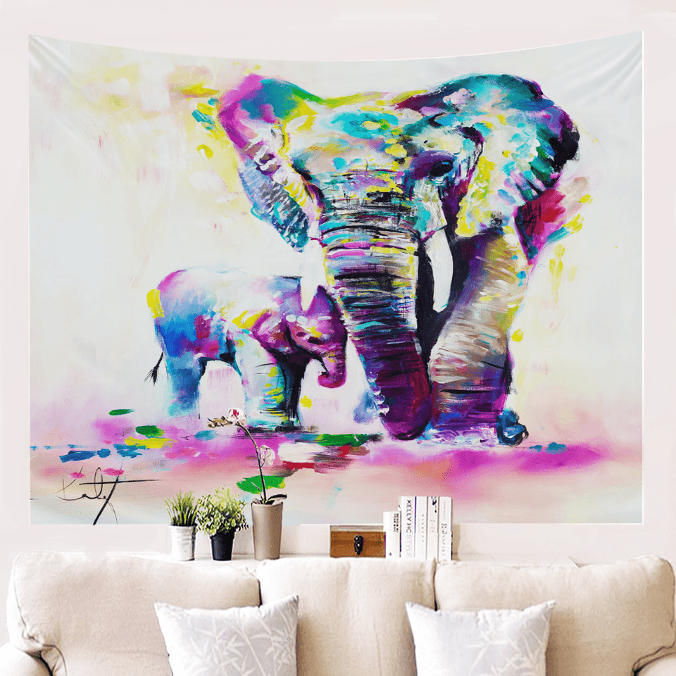 Mandala Tapestry Elephant Psychedelic Tapestry Animal Wall Hanging Bohemia Wall Tapestry Galaxy for Home Decor Hippie Blanket MRSLM