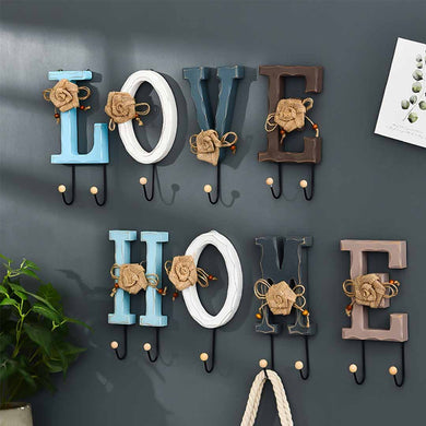 Wooden Love Home Letters Wall Hooks Feajoy