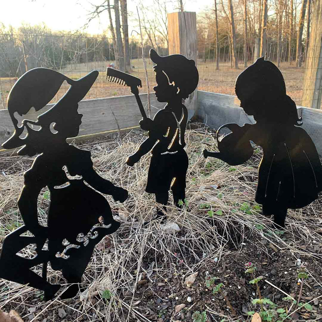 Three children Yard Art Feajoy