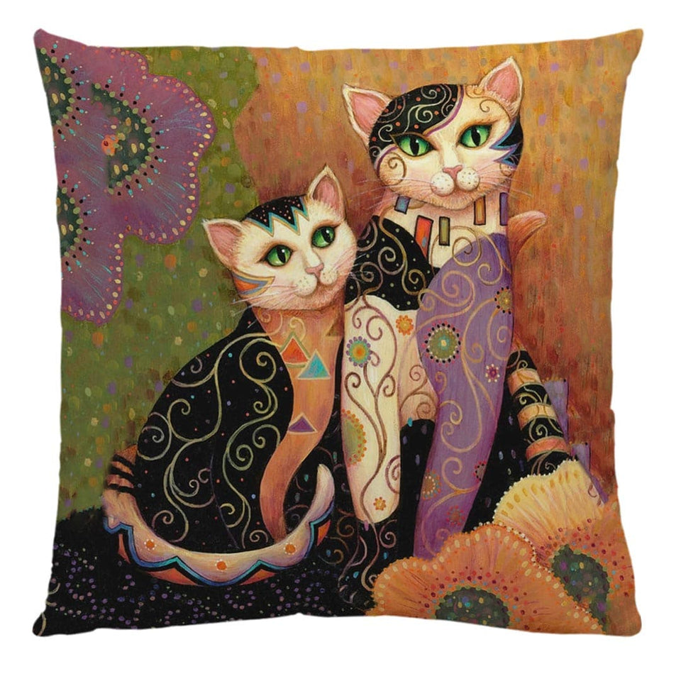 Gustav Klimt Cats Art Pillowcases Feajoy